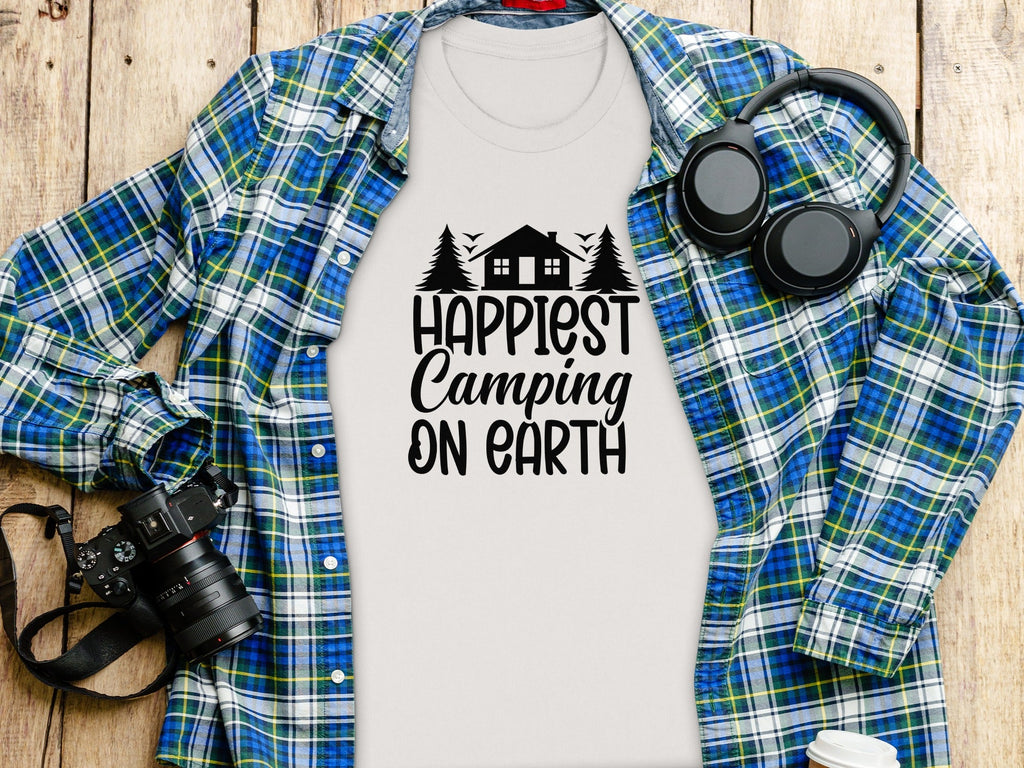 Happiest Camping on Earth Outdoorsy Cabin Life T-Shirt