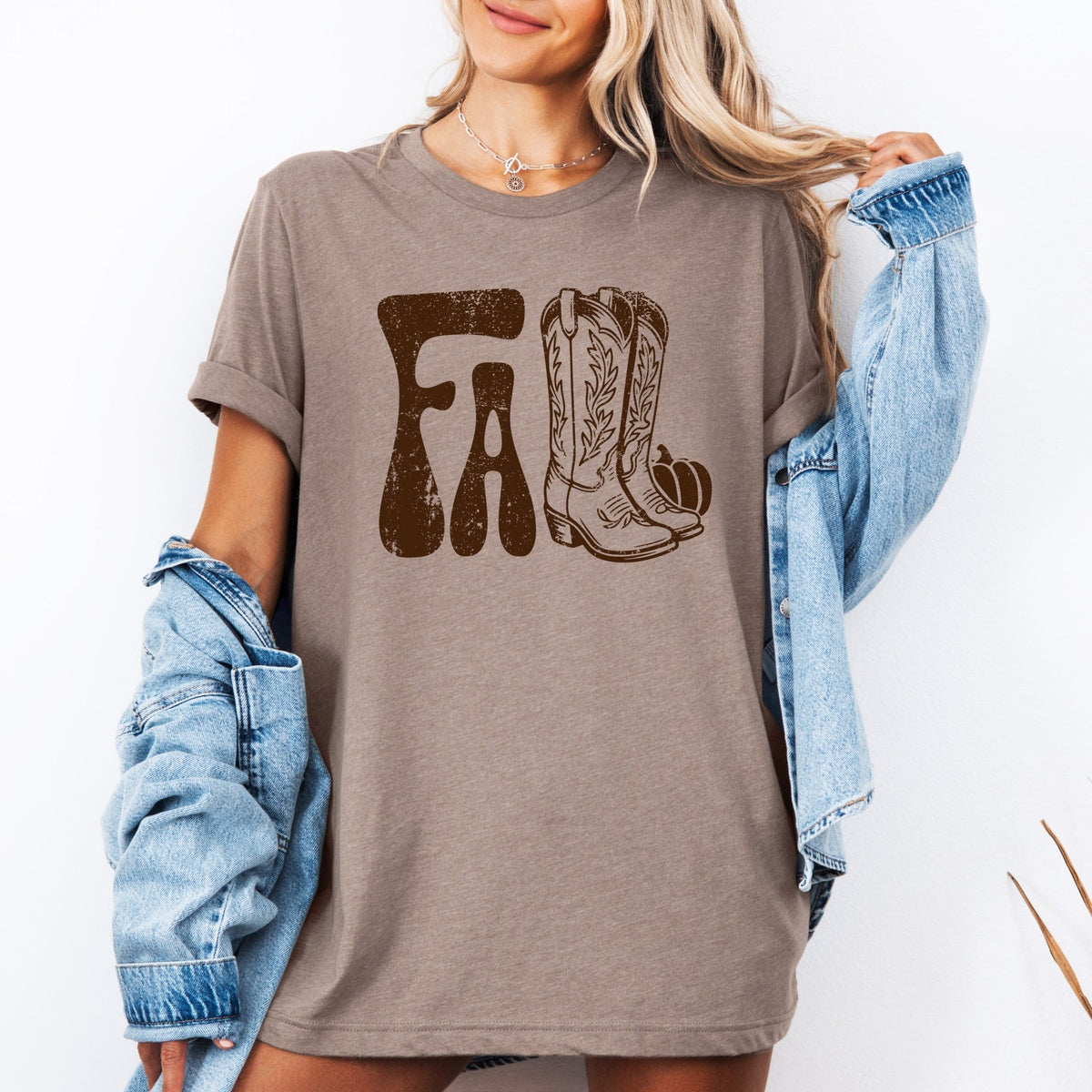 Fall Cowboy Boots Western Autumn Rustic Heritage And Seasonal Charm Collection Graphic Tee - Quarter Circle AK Boutique