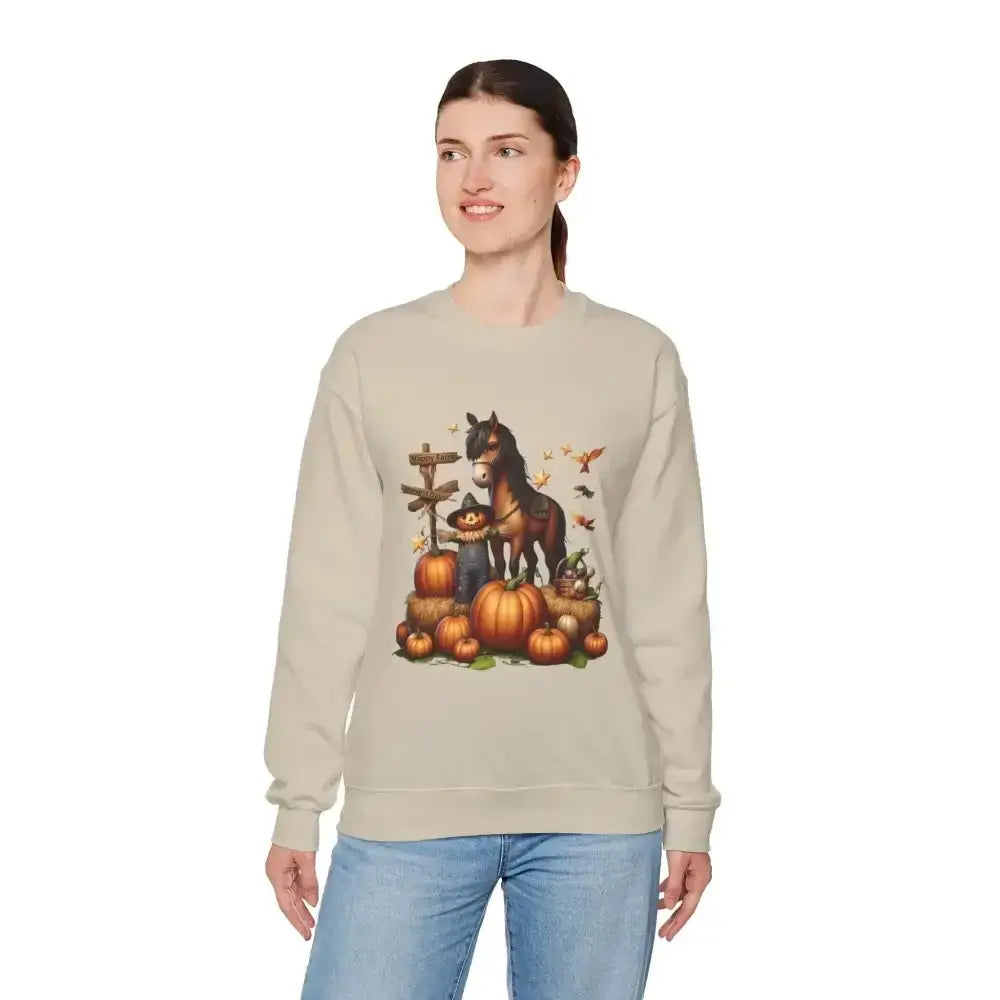 Fall Harvest Halloween Sweatshirt, Horse Autumn Farm Apparel