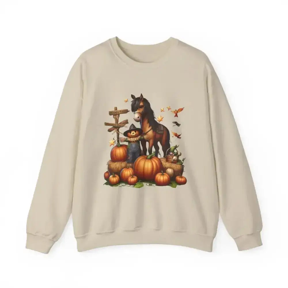 Fall Harvest Halloween Sweatshirt, Horse Autumn Farm Apparel