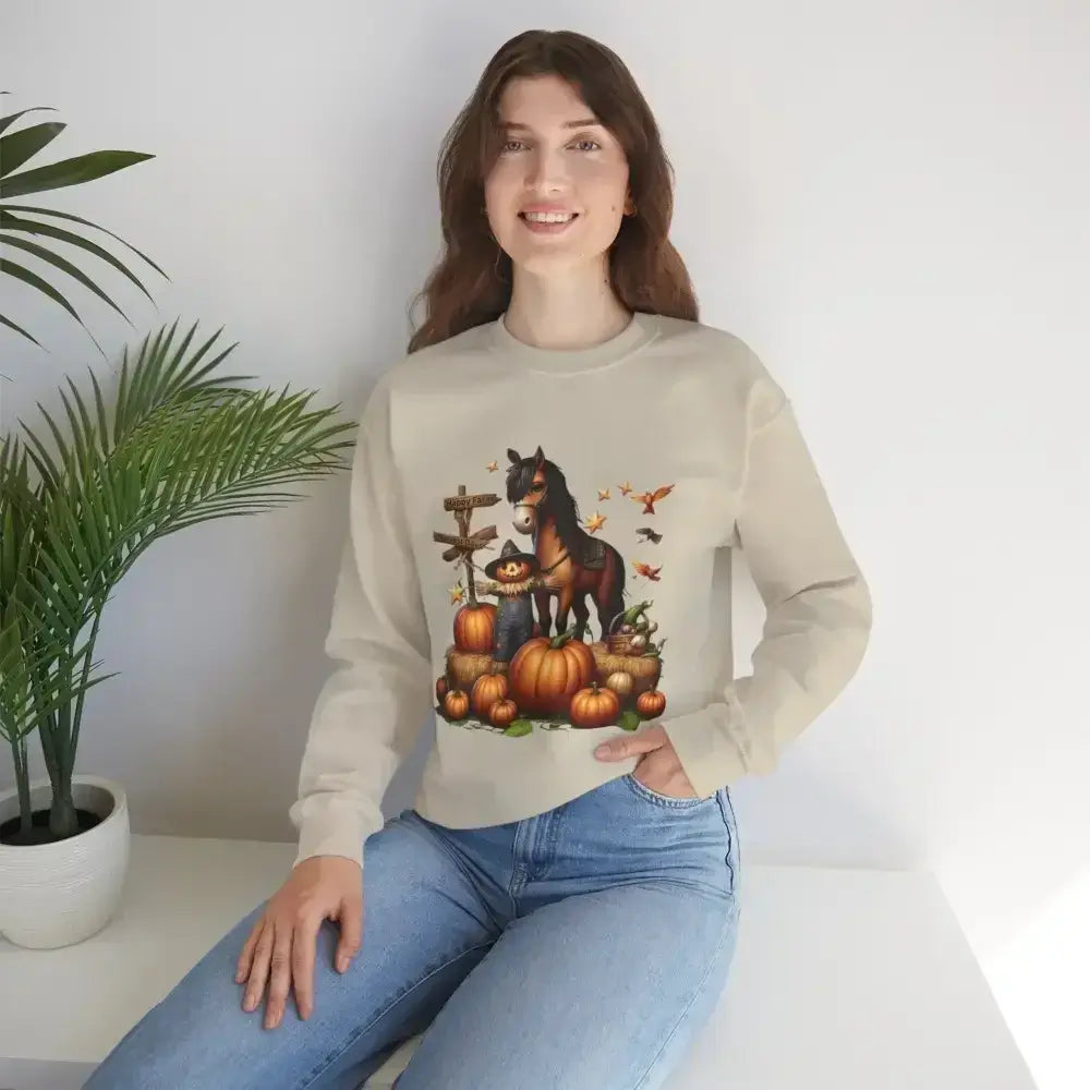 Fall Harvest Halloween Sweatshirt, Horse Autumn Farm Apparel