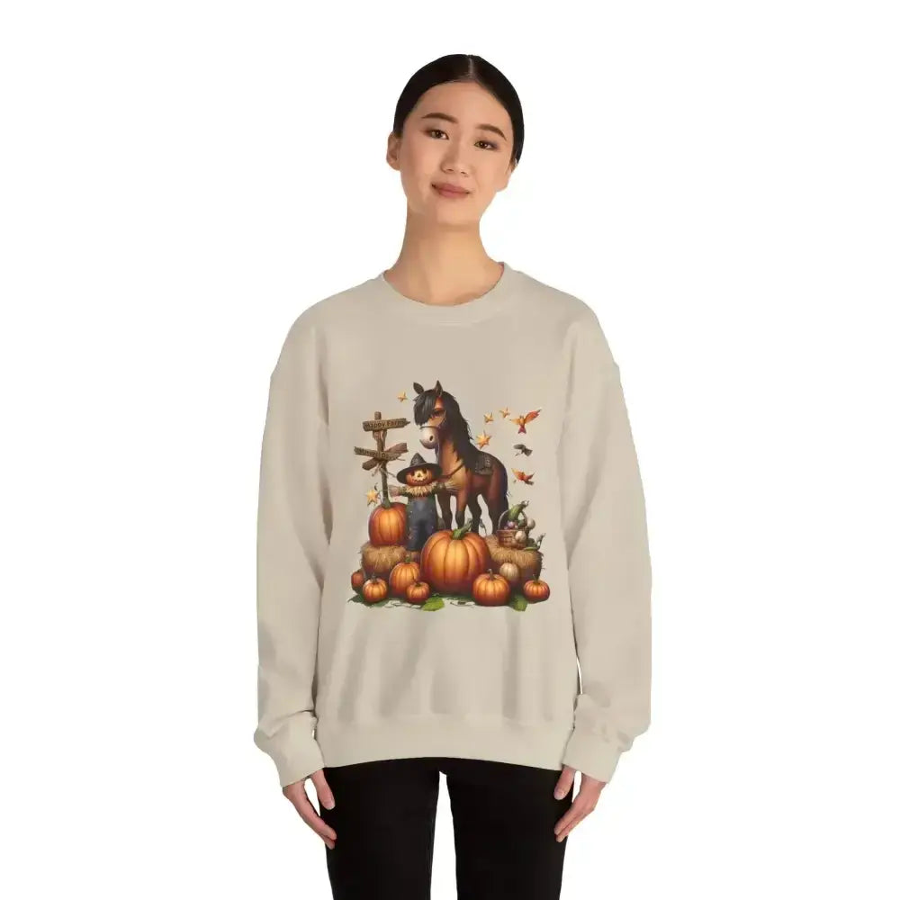 Fall Harvest Halloween Sweatshirt, Horse Autumn Farm Apparel