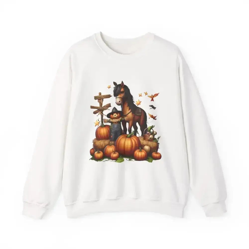 Fall Harvest Halloween Sweatshirt, Horse Autumn Farm Apparel