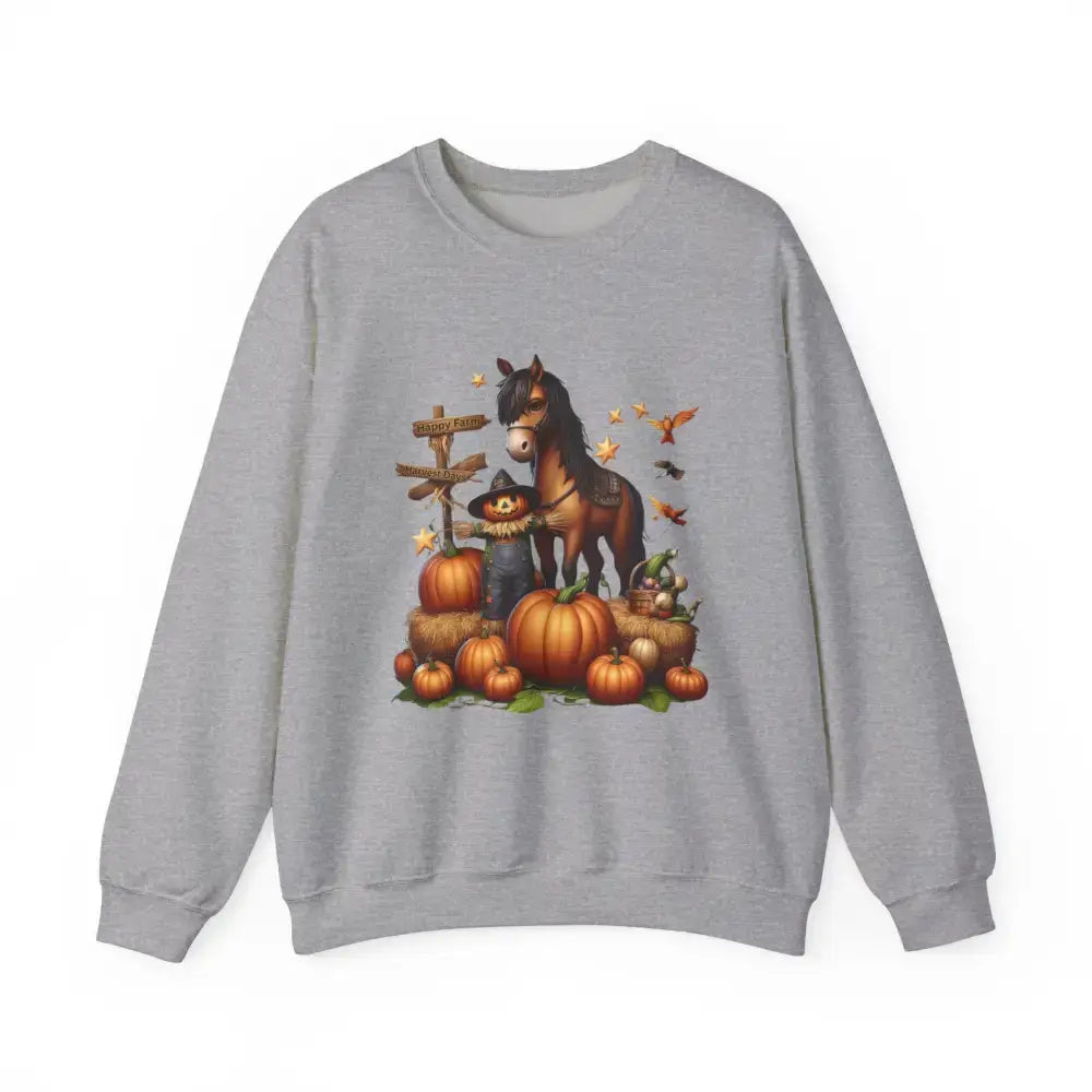 Fall Harvest Halloween Sweatshirt, Horse Autumn Farm Apparel