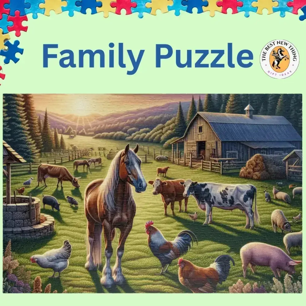 Farm Animals Horse Barnyard Puzzle, Family Puzzle Games, 1014 Pieces