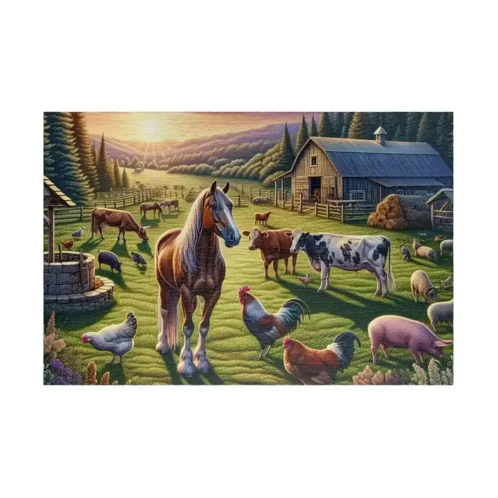 Farm Animals Horse Barnyard Puzzle, Family Puzzle Games, 1014 Pieces