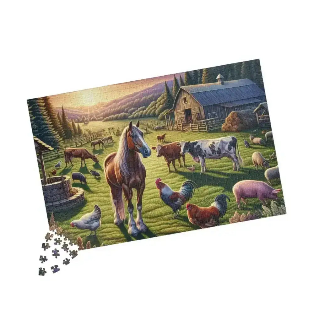 Farm Animals Horse Barnyard Puzzle, Family Puzzle Games, 1014 Pieces