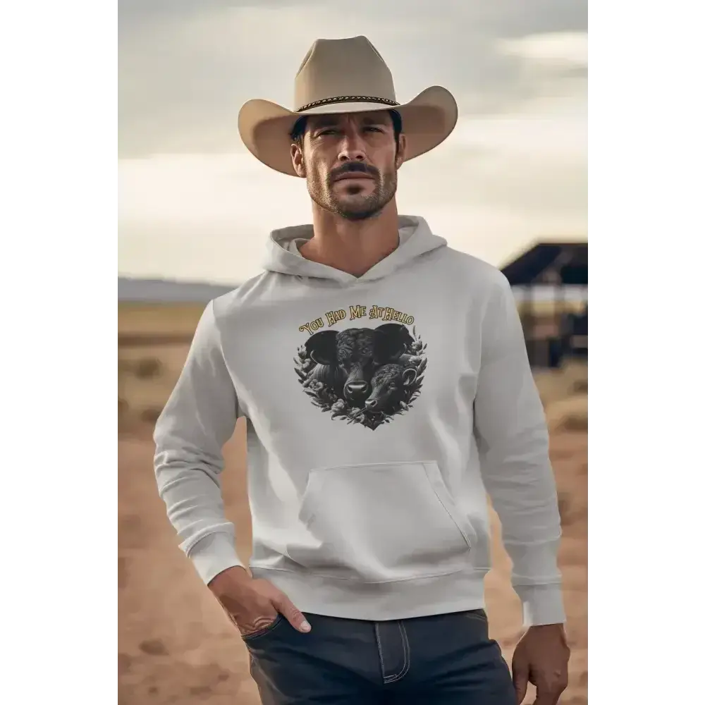 Farm Fleece Hoodie, Western Farm Apparel, Black Angus Bull and Cow