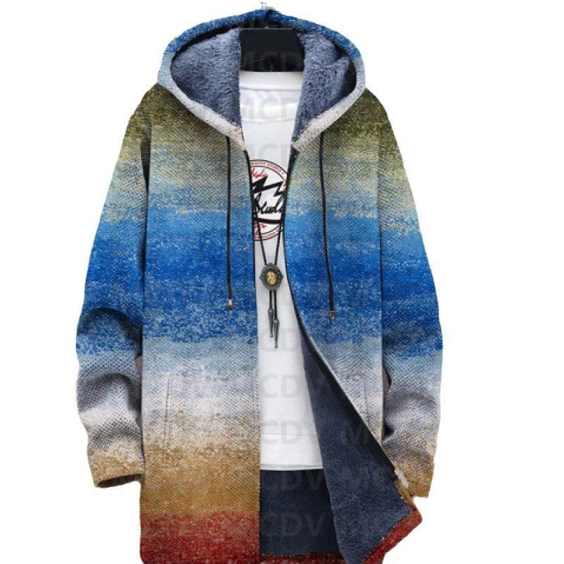Fashion Digital Printing Fleece Padded Coat Jacket - Quarter Circle AK Boutique