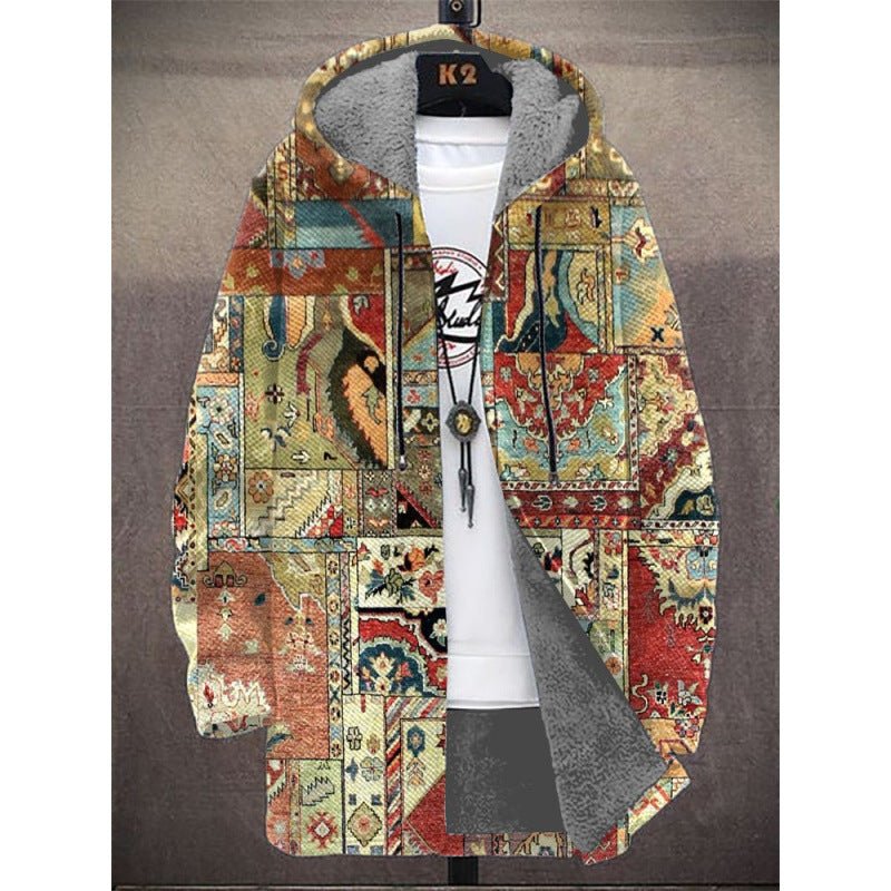 Fashion Digital Printing Fleece Padded Coat Jacket - Quarter Circle AK Boutique