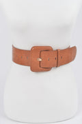 Faux Croc Leather Waist Belt - Quarter Circle AK Boutique