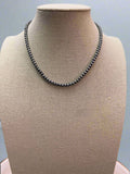 Western Faux Silver Pearl Choker — 4mm Burnished Bead Necklace (12 Inch + Extender)
