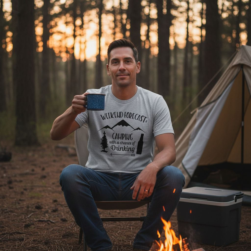 Hunting Gift for Men - Hunting with a chance of Drinking T-shirt - Funny Mens Shirt