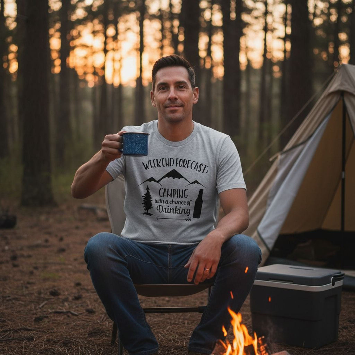 Hunting Gift for Men - Hunting with a chance of Drinking T-shirt - Funny Mens Shirt
