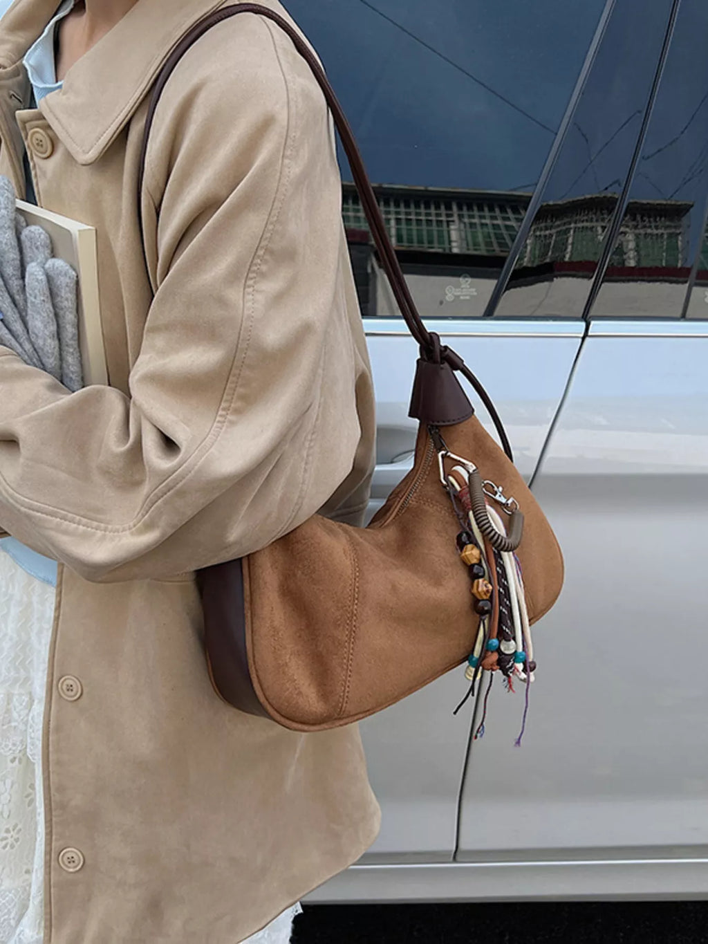 Vintage Suede Tassel Shoulder Bag