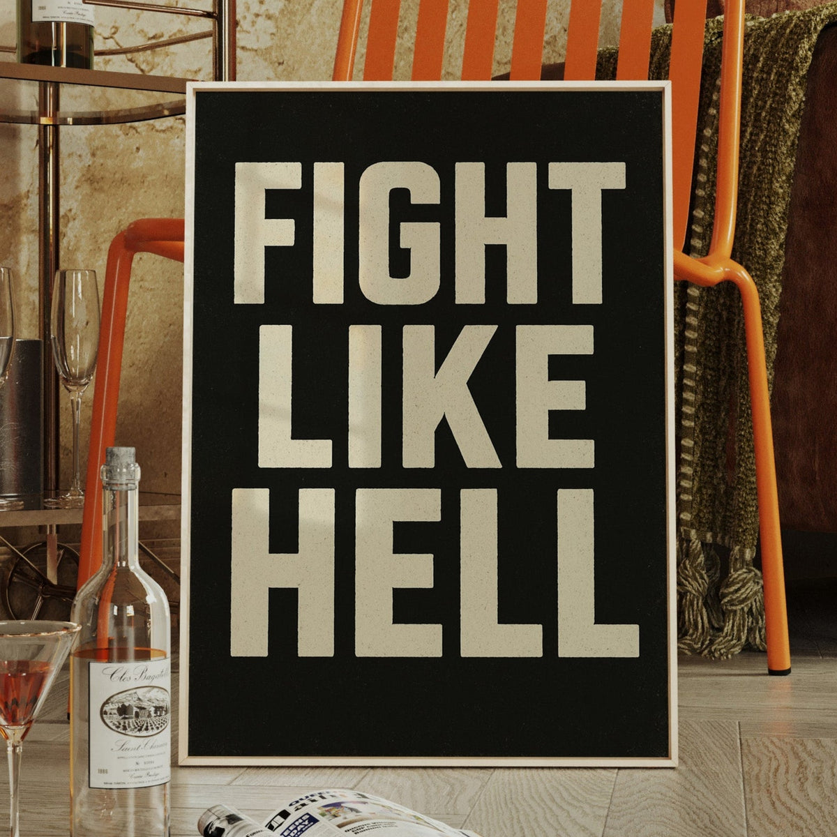Fight Like Hell Gritty Bold Poster - Quarter Circle AK Boutique