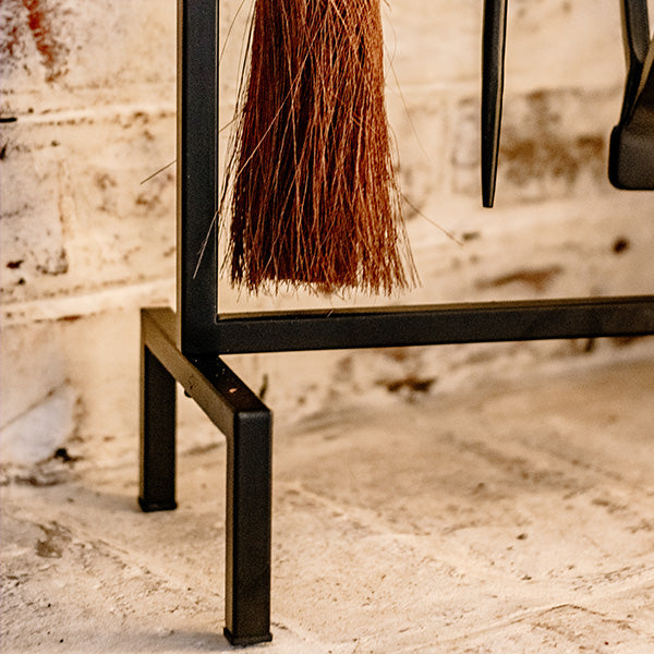 4 Piece Black Iron Fireplace Tool Set