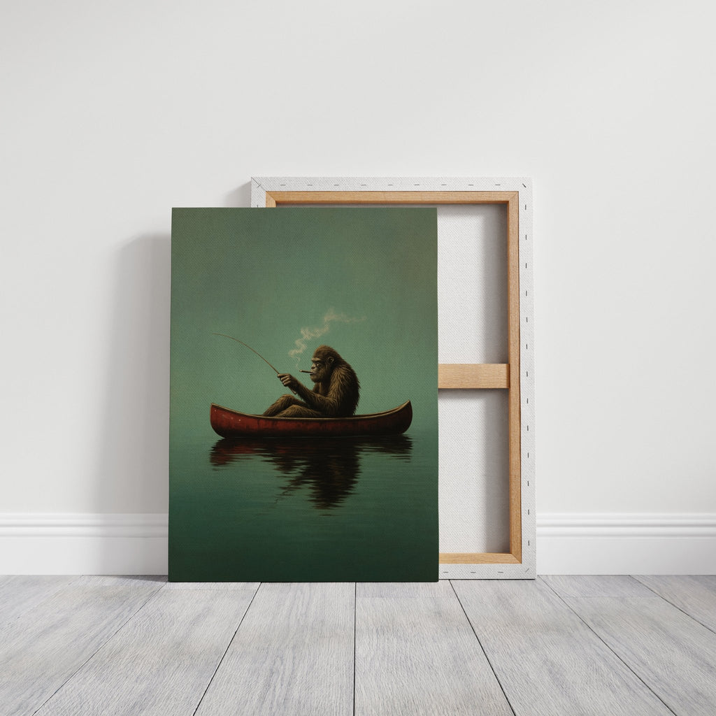 Fishing Ape in a Red Canoe - Quarter Circle AK Boutique