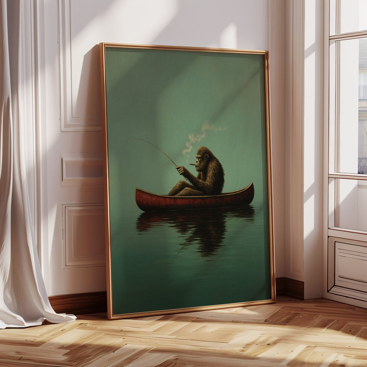 Fishing Ape in a Red Canoe - Quarter Circle AK Boutique