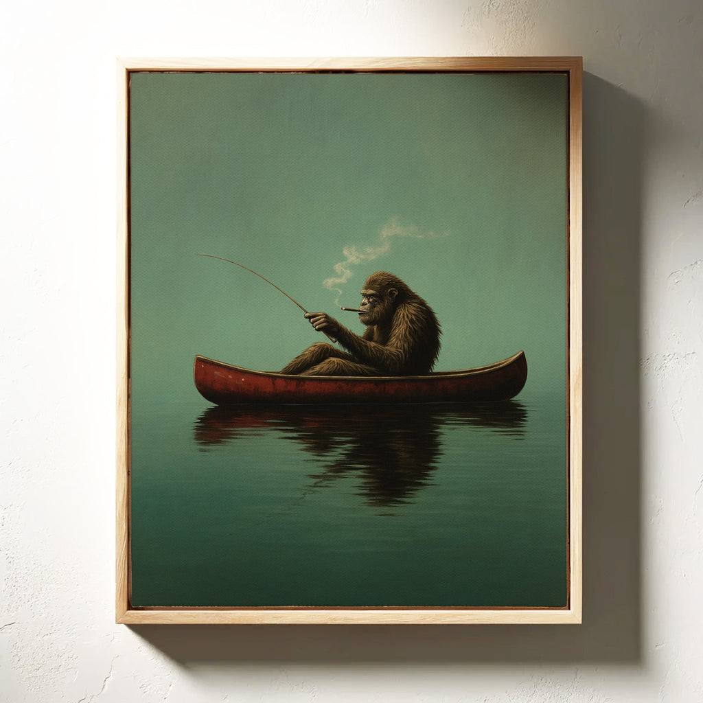 Fishing Ape in a Red Canoe - Quarter Circle AK Boutique