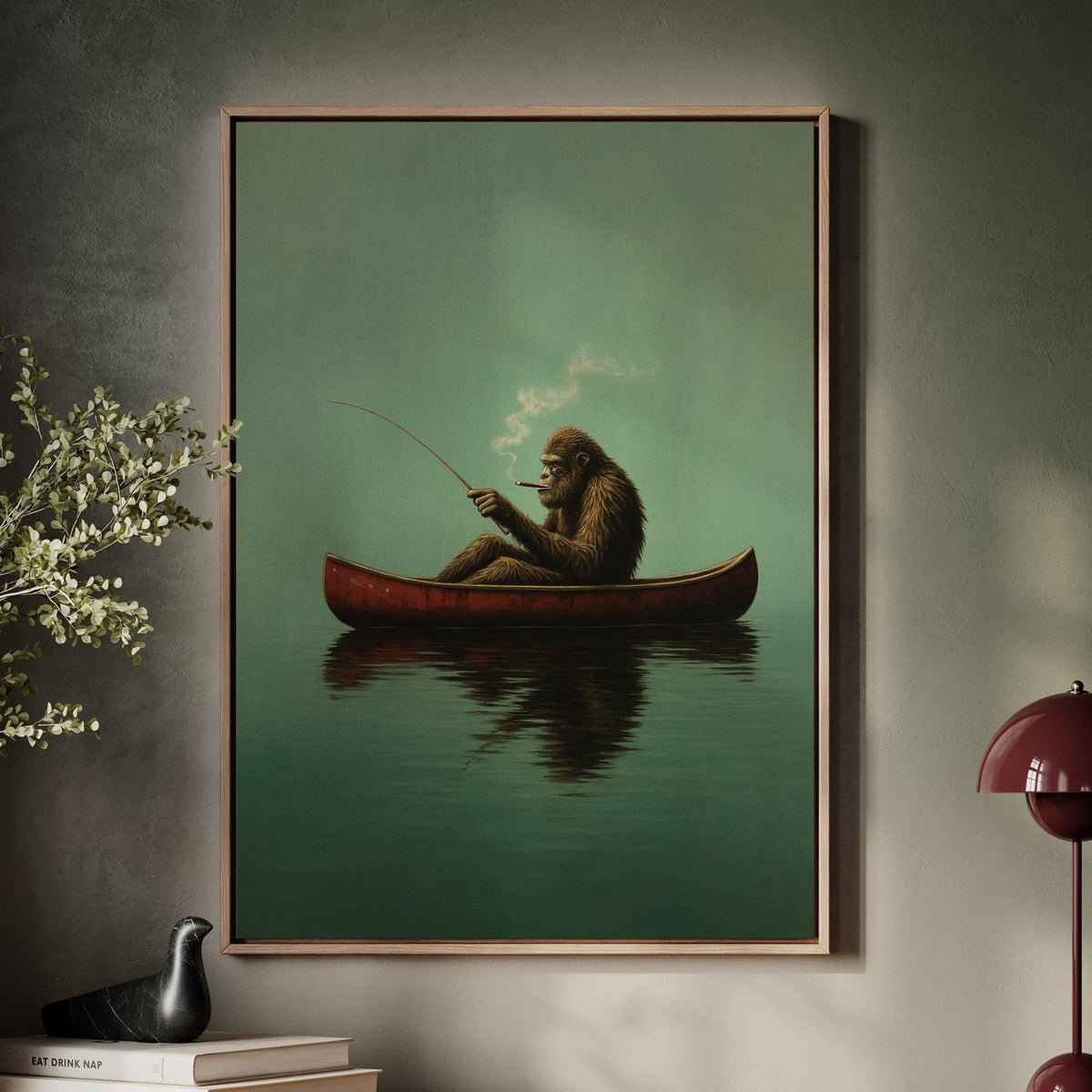Fishing Ape in a Red Canoe - Quarter Circle AK Boutique