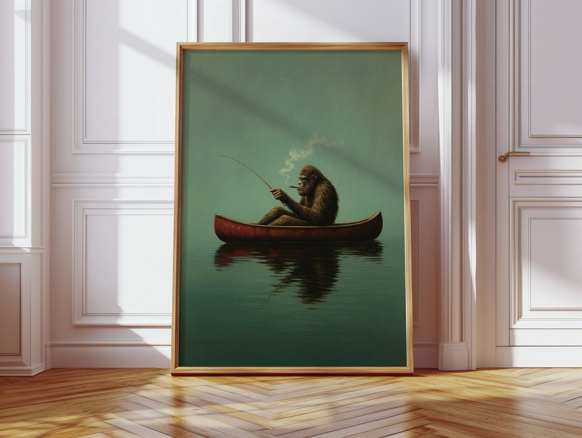 Fishing Ape in a Red Canoe - Quarter Circle AK Boutique
