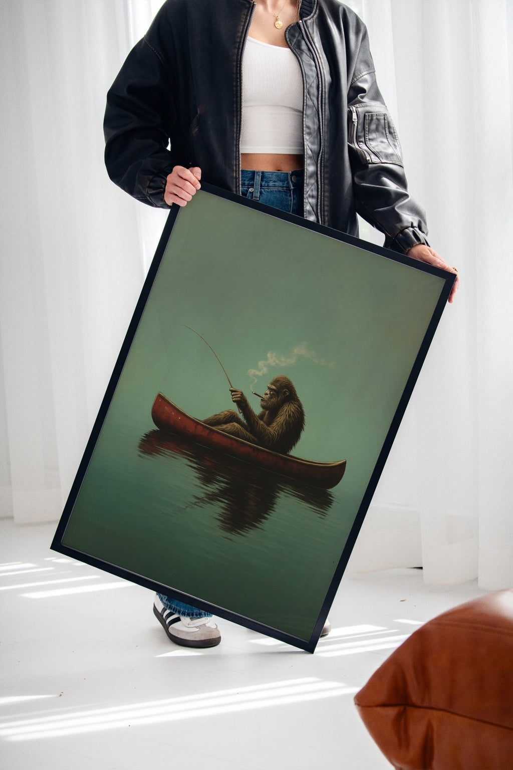 Fishing Ape in a Red Canoe - Quarter Circle AK Boutique