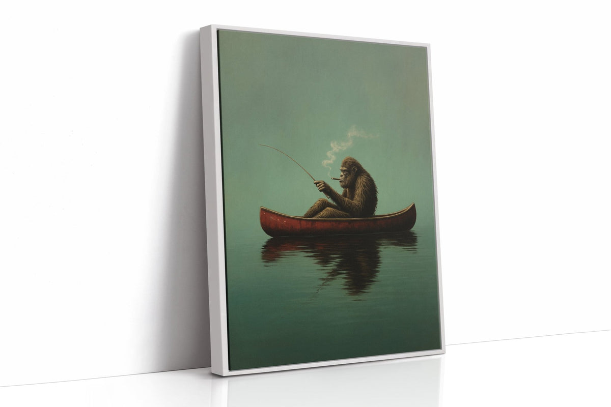 Fishing Ape in a Red Canoe - Quarter Circle AK Boutique