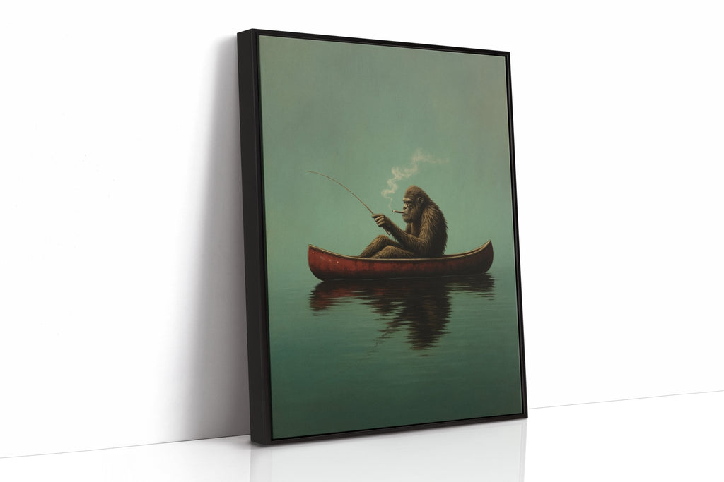 Fishing Ape in a Red Canoe - Quarter Circle AK Boutique