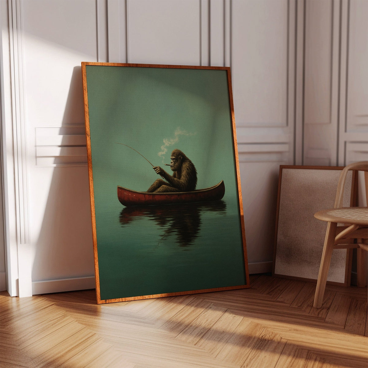 Fishing Ape in a Red Canoe - Quarter Circle AK Boutique