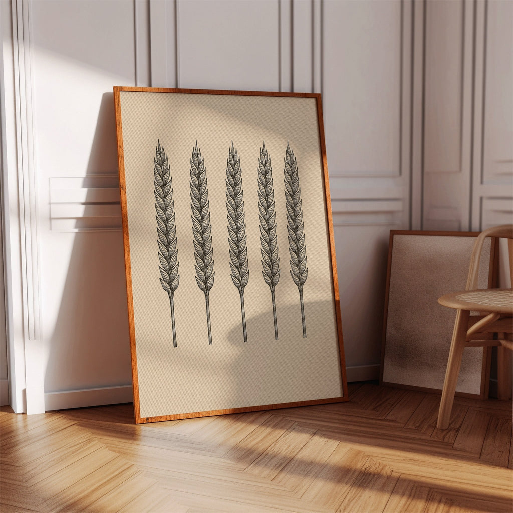 Five Loaves Botanical Wheat Illustration - Quarter Circle AK Boutique