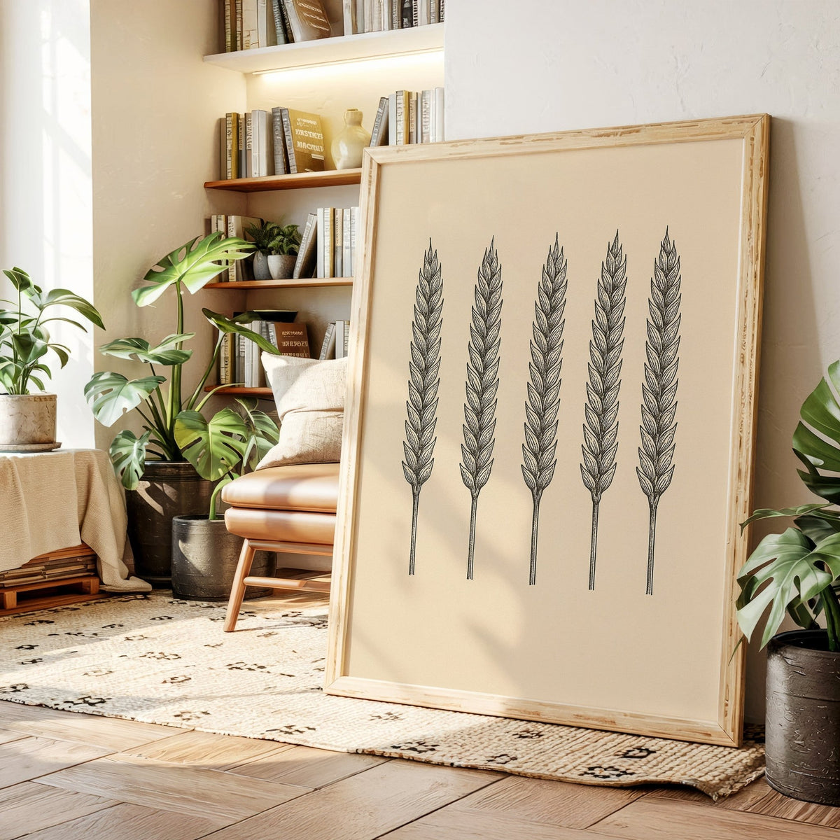 Five Loaves Botanical Wheat Illustration - Quarter Circle AK Boutique