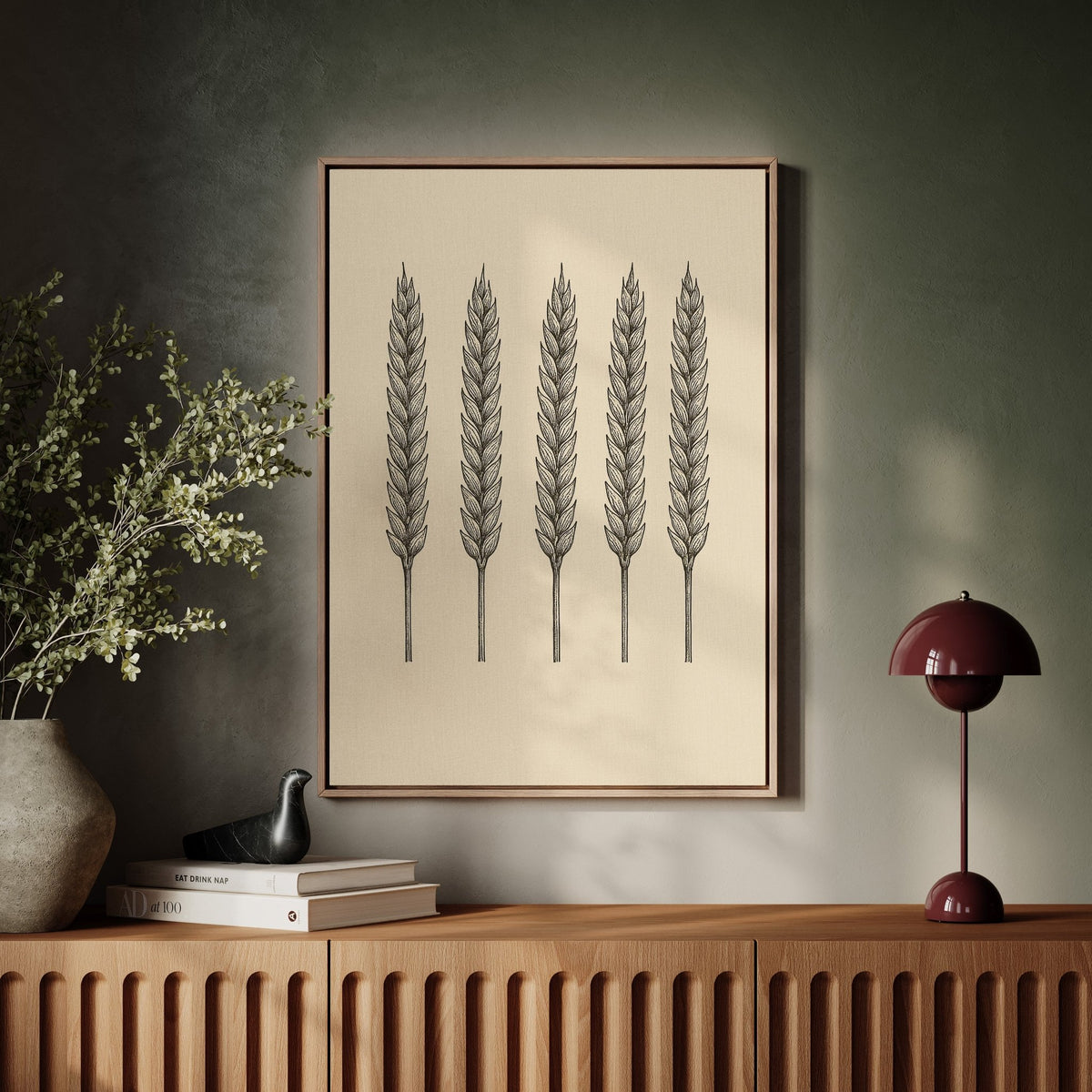 Five Loaves Botanical Wheat Illustration - Quarter Circle AK Boutique