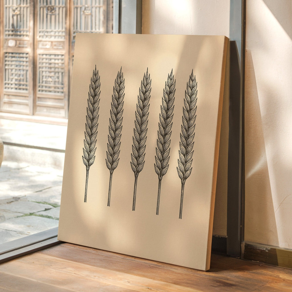 Five Loaves Botanical Wheat Illustration - Quarter Circle AK Boutique