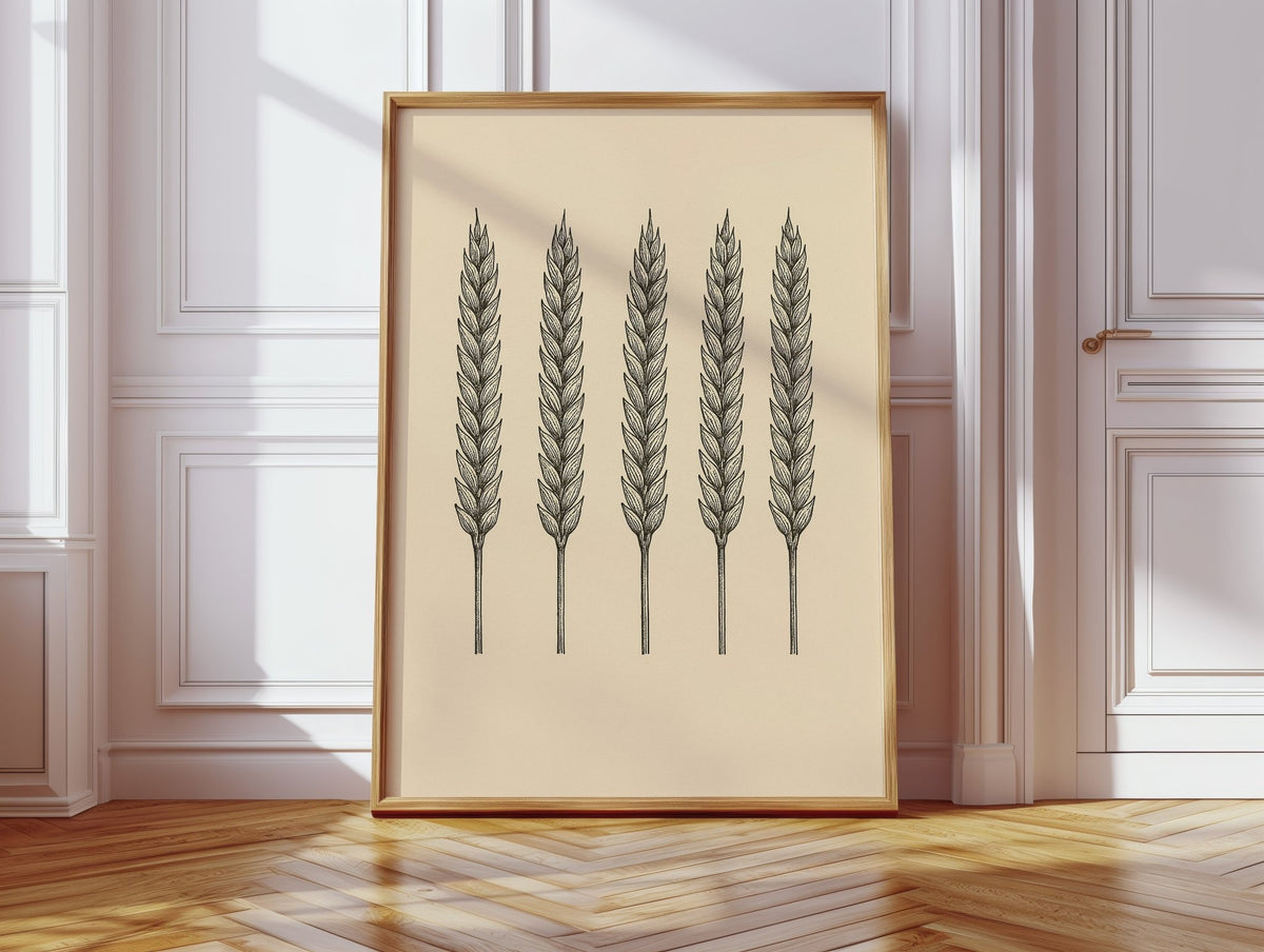 Five Loaves Botanical Wheat Illustration - Quarter Circle AK Boutique