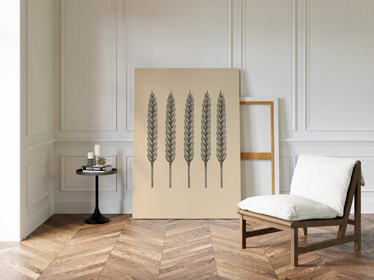 Five Loaves Botanical Wheat Illustration - Quarter Circle AK Boutique