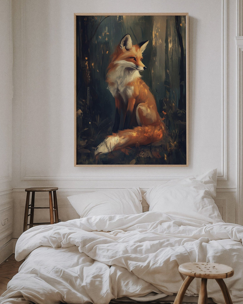 Fox Wall Art – Mystical Forest Print, Woodland Animal Decor, Nature-Inspired Painting - Quarter Circle AK Boutique