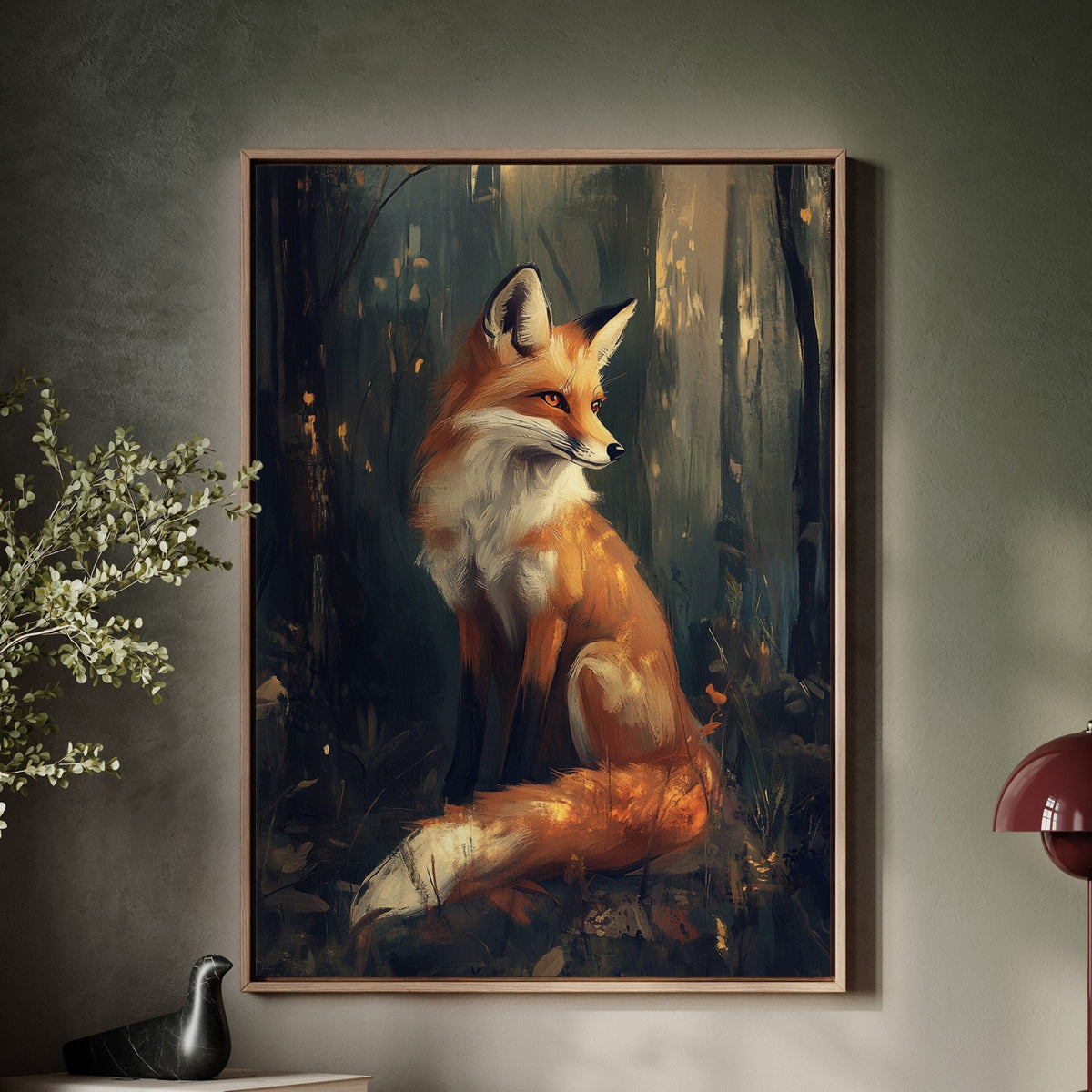Fox Wall Art – Mystical Forest Print, Woodland Animal Decor, Nature-Inspired Painting - Quarter Circle AK Boutique