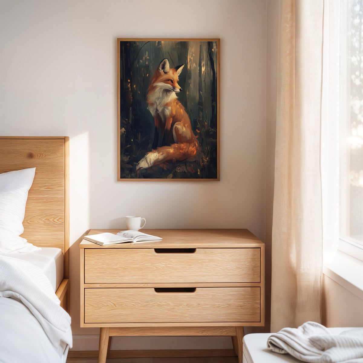 Fox Wall Art – Mystical Forest Print, Woodland Animal Decor, Nature-Inspired Painting - Quarter Circle AK Boutique