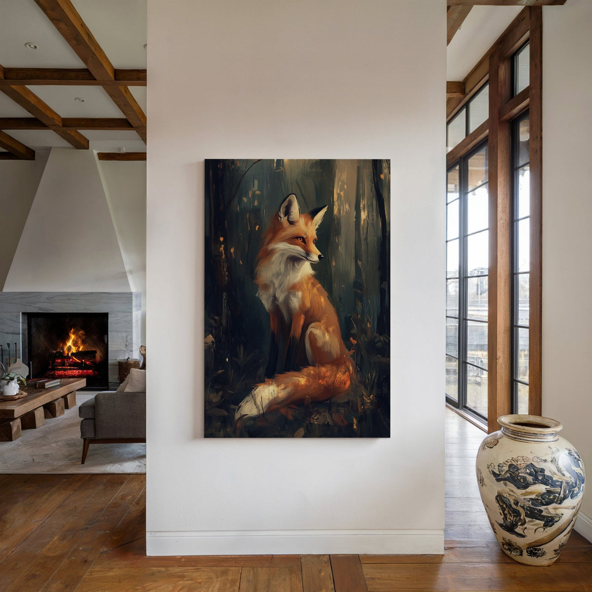 Fox Wall Art – Mystical Forest Print, Woodland Animal Decor, Nature-Inspired Painting - Quarter Circle AK Boutique