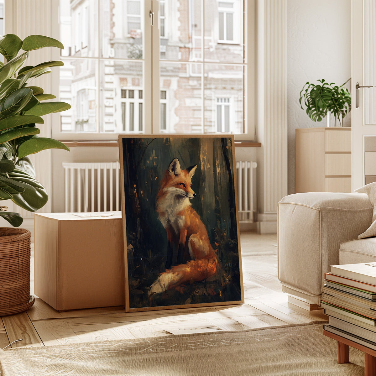 Fox Wall Art – Mystical Forest Print, Woodland Animal Decor, Nature-Inspired Painting - Quarter Circle AK Boutique