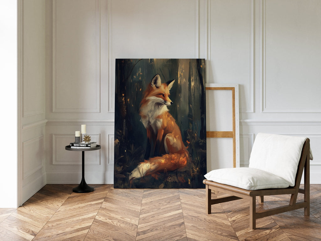 Fox Wall Art – Mystical Forest Print, Woodland Animal Decor, Nature-Inspired Painting - Quarter Circle AK Boutique