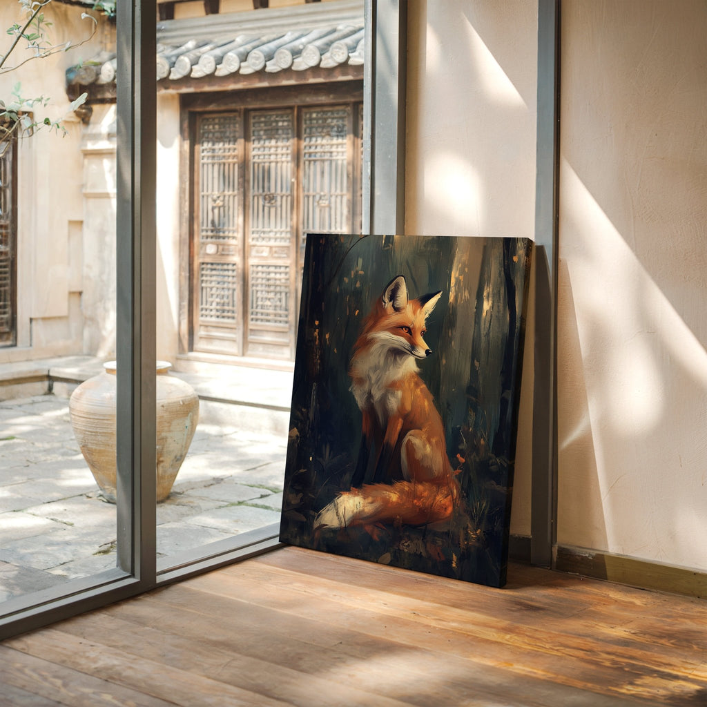 Fox Wall Art – Mystical Forest Print, Woodland Animal Decor, Nature-Inspired Painting - Quarter Circle AK Boutique