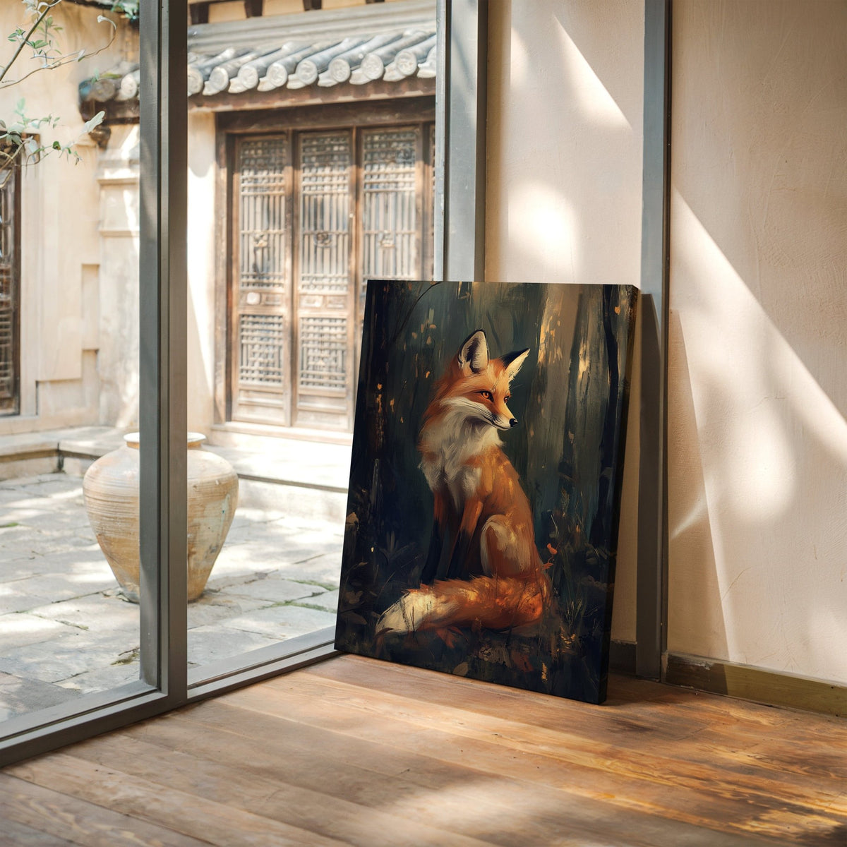 Fox Wall Art – Mystical Forest Print, Woodland Animal Decor, Nature-Inspired Painting - Quarter Circle AK Boutique