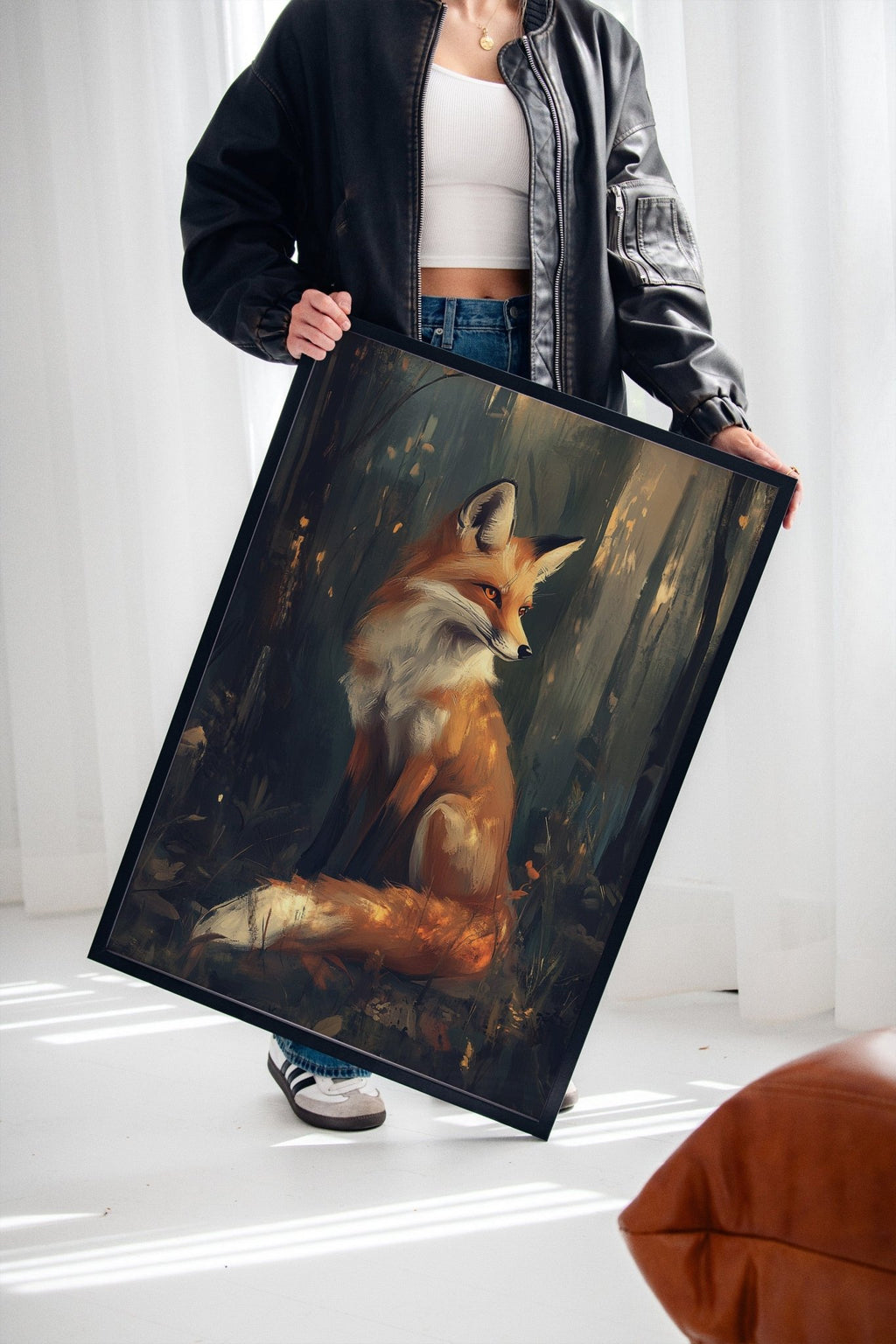 Fox Wall Art – Mystical Forest Print, Woodland Animal Decor, Nature-Inspired Painting - Quarter Circle AK Boutique
