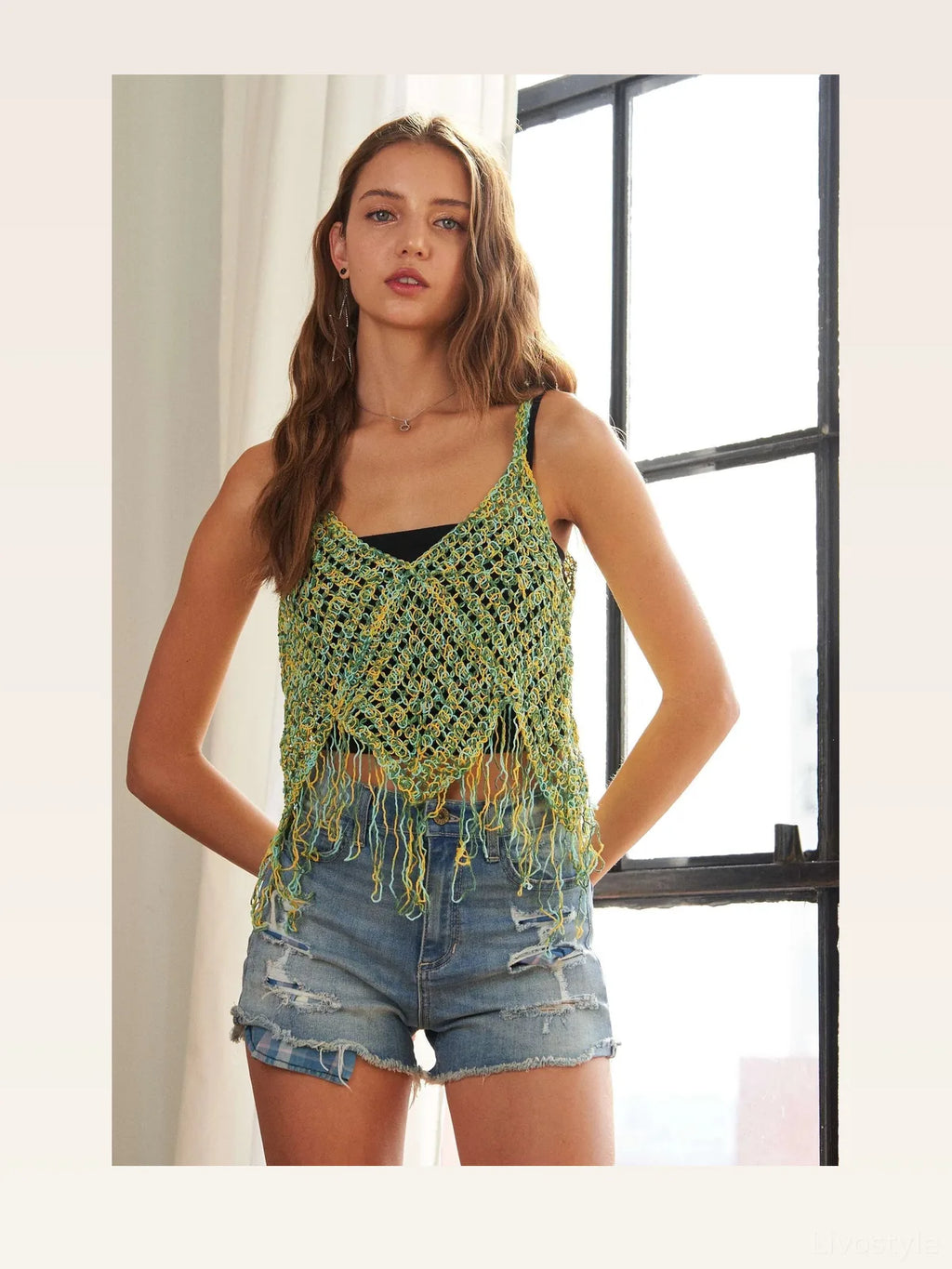 Boho-Chic Fringe Hem Crochet Tank Top