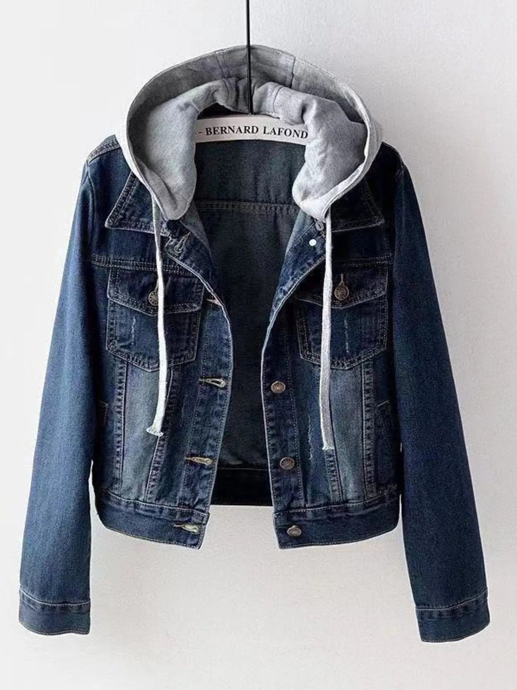 Full Size Button Up Drawstring Hooded Denim Jacket Plus Size - Quarter Circle AK Boutique