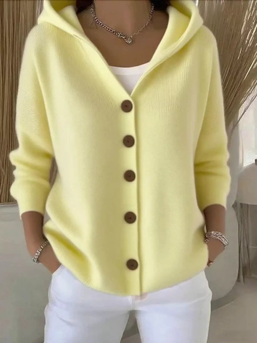 Full Size Hooded Button-Front Soft Knit Cardigan Plus Size - Quarter Circle AK Boutique