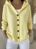 Full Size Hooded Button-Front Soft Knit Cardigan Plus Size - Quarter Circle AK Boutique
