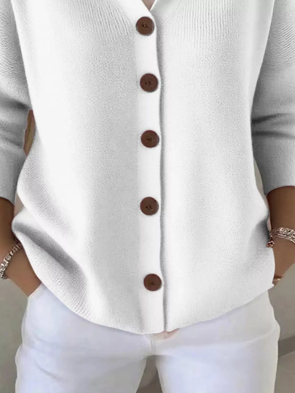 Full Size Hooded Button-Front Soft Knit Cardigan Plus Size - Quarter Circle AK Boutique